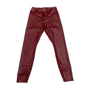 Nike Athletic Pants M Medium 26” Maroon Red Glittery Pocket Dri-Fit Gym Running